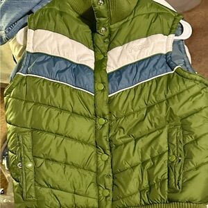 Vintage Roxy Olive and Teal Puffer Vest